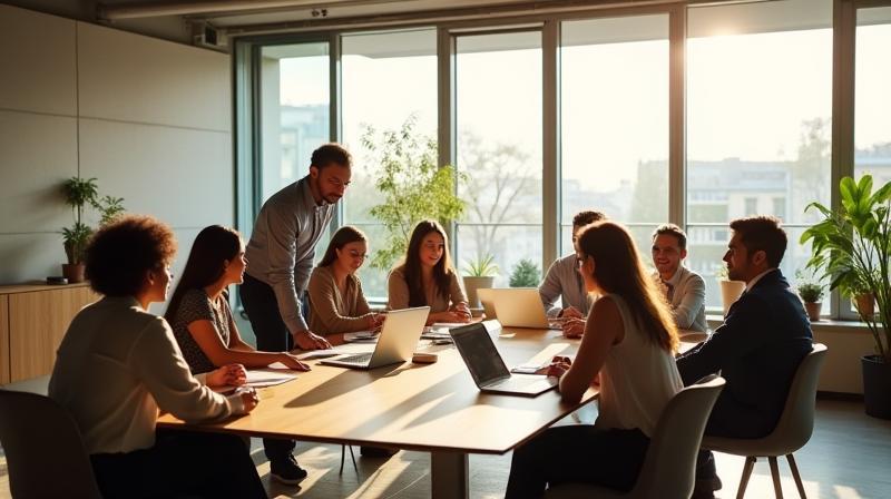 Diverse HR professionals collaborating in an Italian office