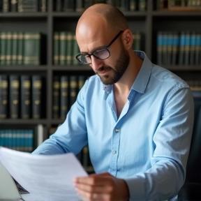 HR professional reviewing compliance regulations